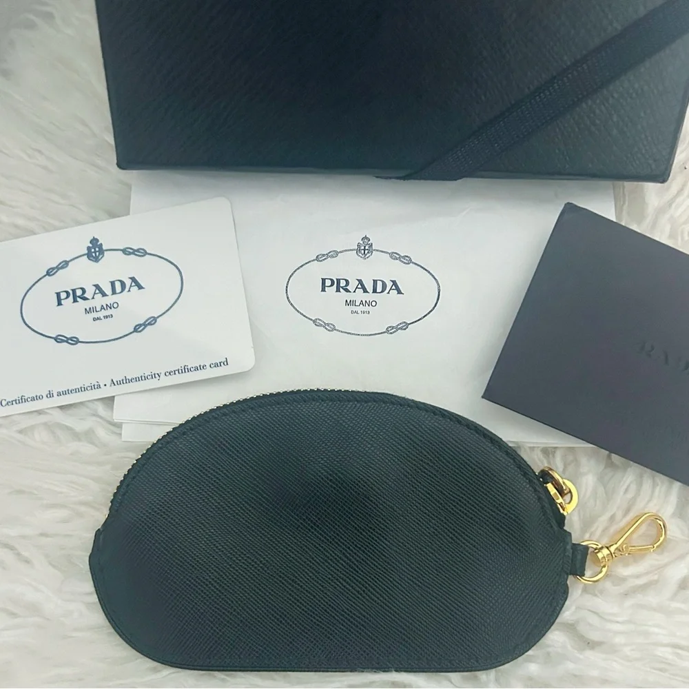 Prada Nero Saffiano Leather Black Pouch Gold Hardware New with Authenticity - Picture 5 of 6